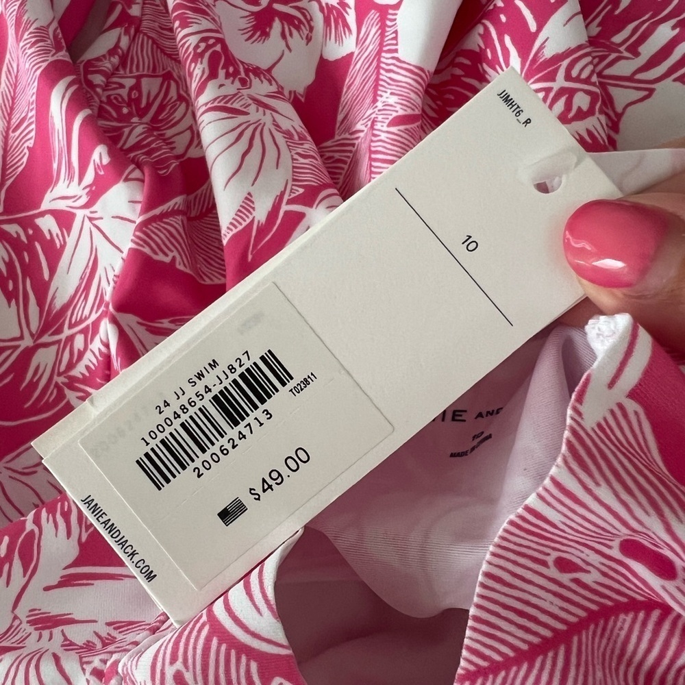 NWT Janie and Jack Girls Tropical Palm Rash Guard Swimsuit in size 10 - Picture 8 of 8